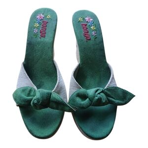 BONGO Green Knotted Floral Mules Sz 9M